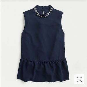 J-crew Jewel-embroidered sleeveless peplum top